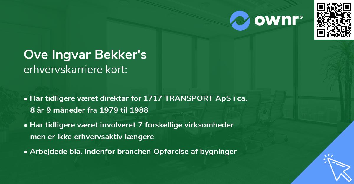 Ove Ingvar Bekker's erhvervskarriere kort