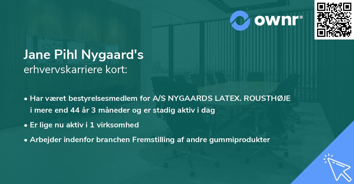 Jane Pihl Nygaard's erhvervskarriere kort