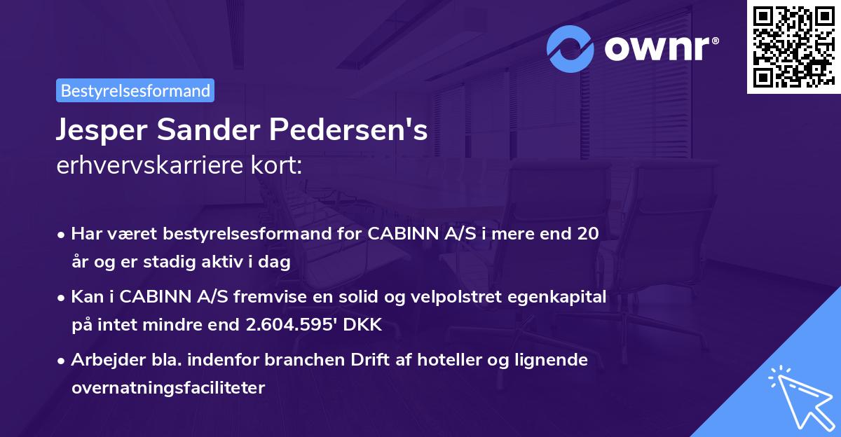 Jesper Sander Pedersen's erhvervskarriere kort
