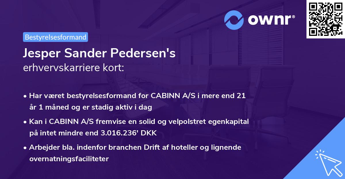 Jesper Sander Pedersen's erhvervskarriere kort