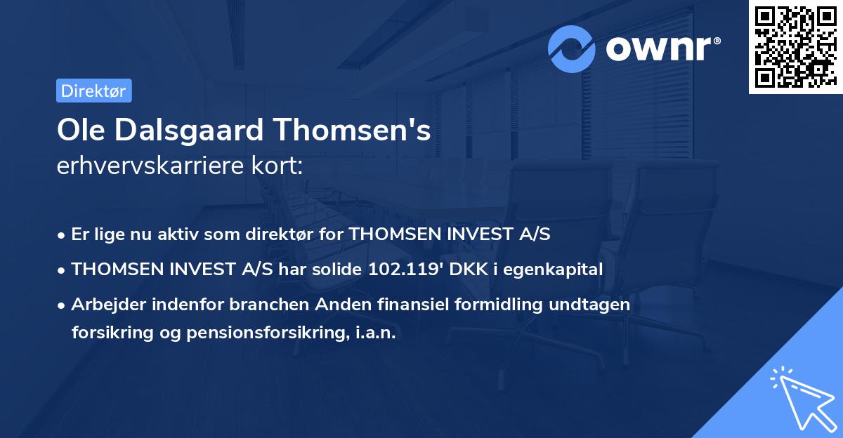 Ole Dalsgaard Thomsen's erhvervskarriere kort