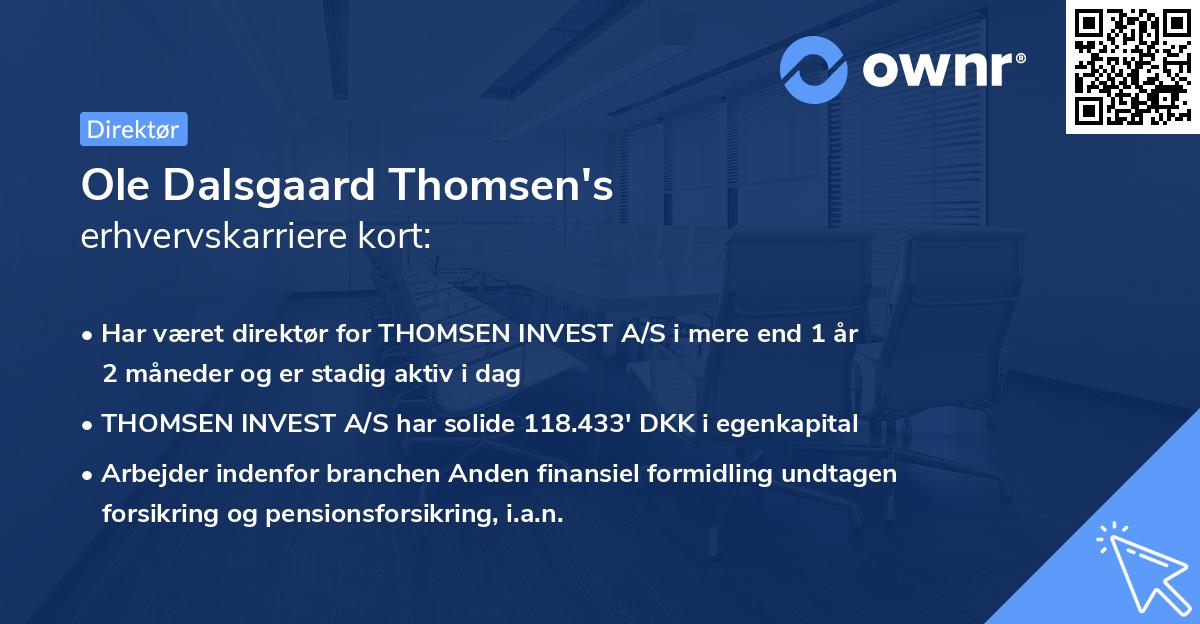 Ole Dalsgaard Thomsen's erhvervskarriere kort