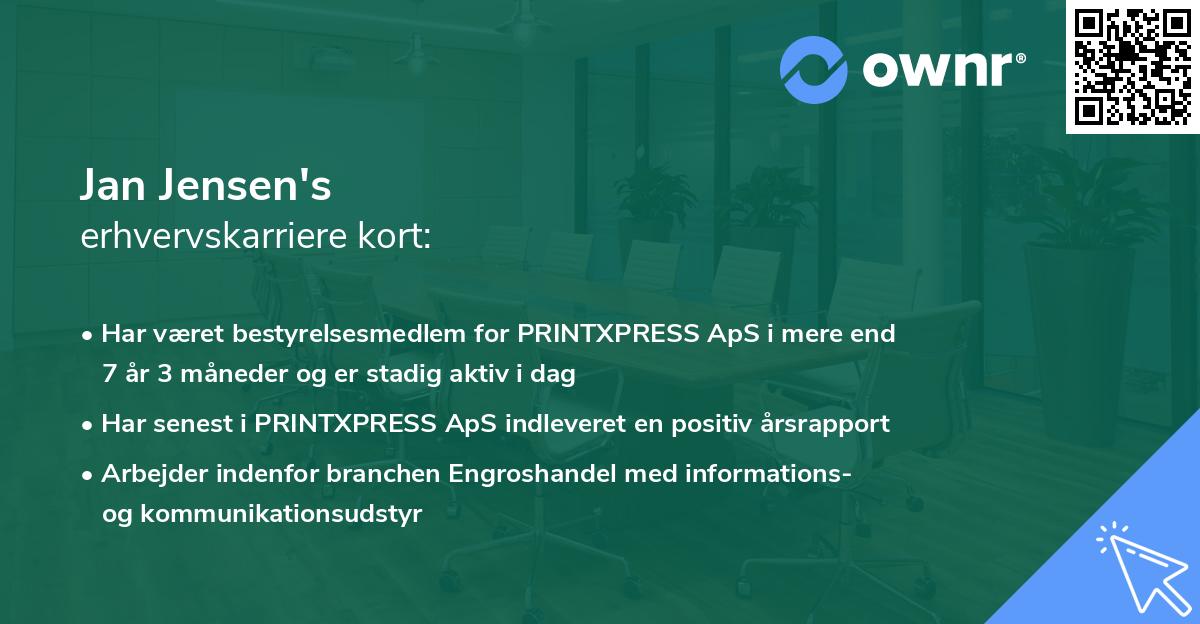 Jan Jensen's erhvervskarriere kort