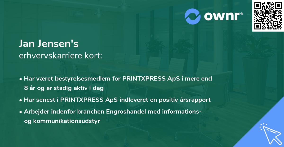 Jan Jensen's erhvervskarriere kort