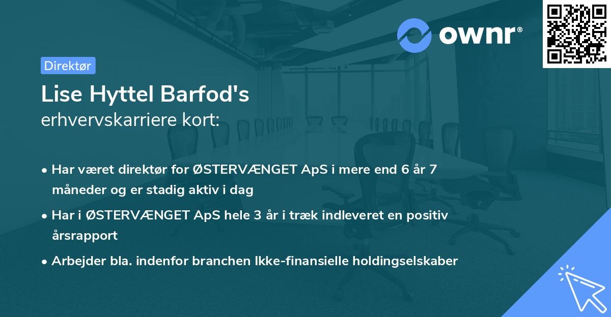 Lise Hyttel Barfod's erhvervskarriere kort