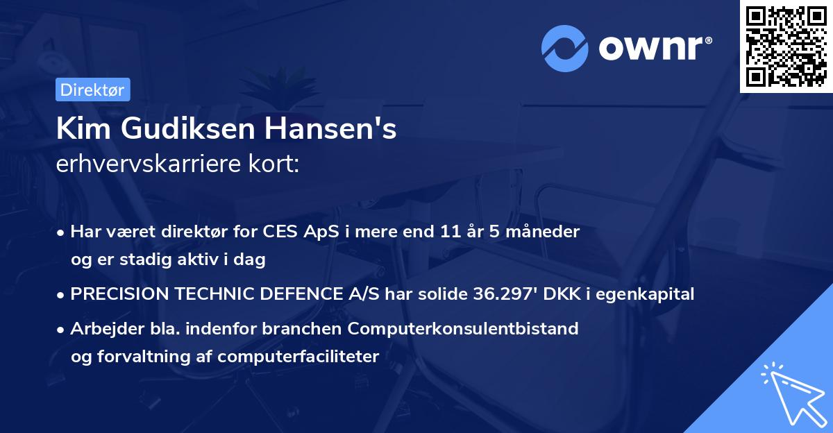 Kim Gudiksen Hansen's erhvervskarriere kort