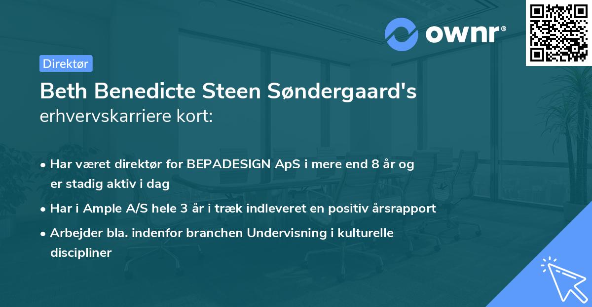 Beth Benedicte Steen Søndergaard's erhvervskarriere kort