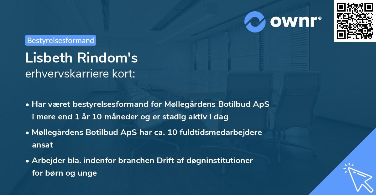 Lisbeth Rindom's erhvervskarriere kort