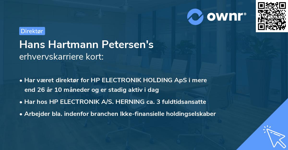 Hans Hartmann Petersen's erhvervskarriere kort