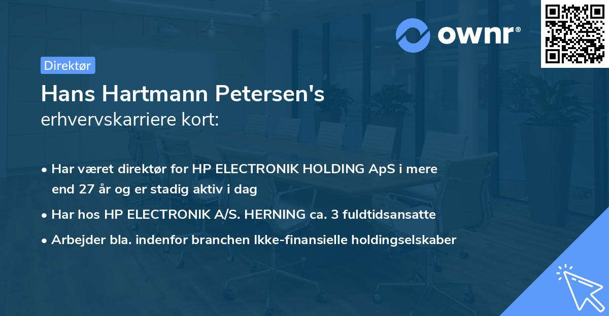 Hans Hartmann Petersen's erhvervskarriere kort