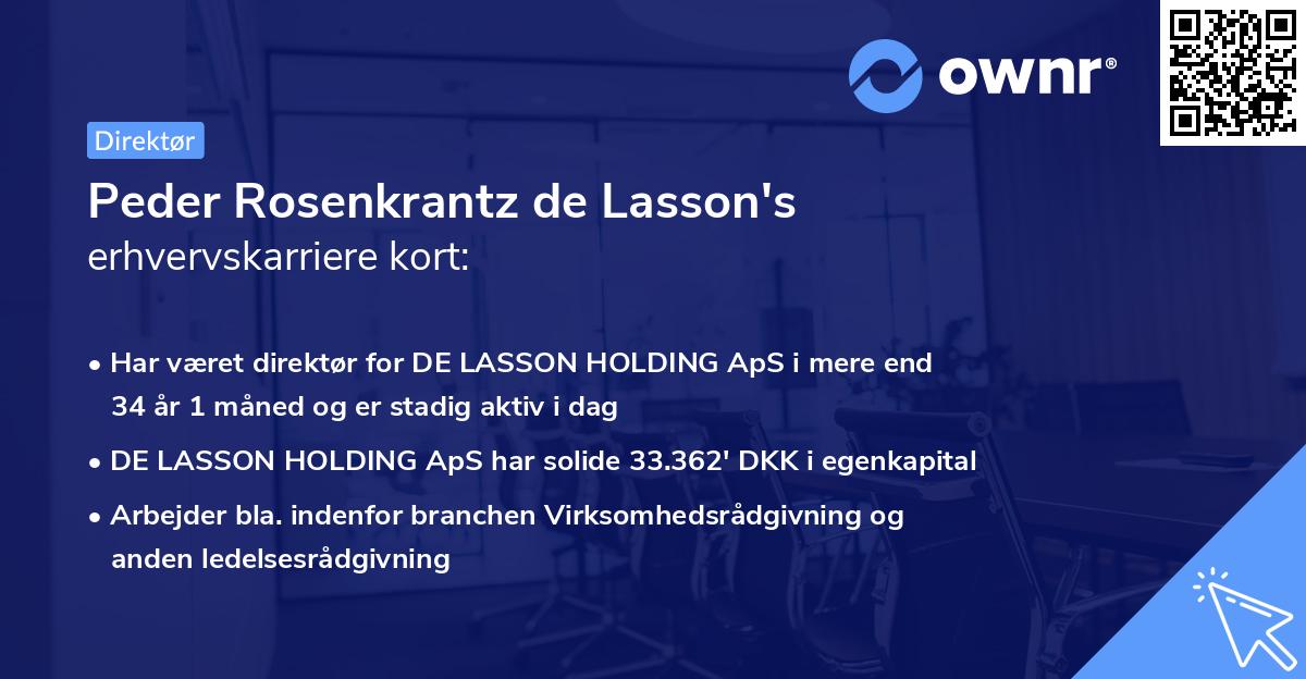 Peder Rosenkrantz de Lasson's erhvervskarriere kort