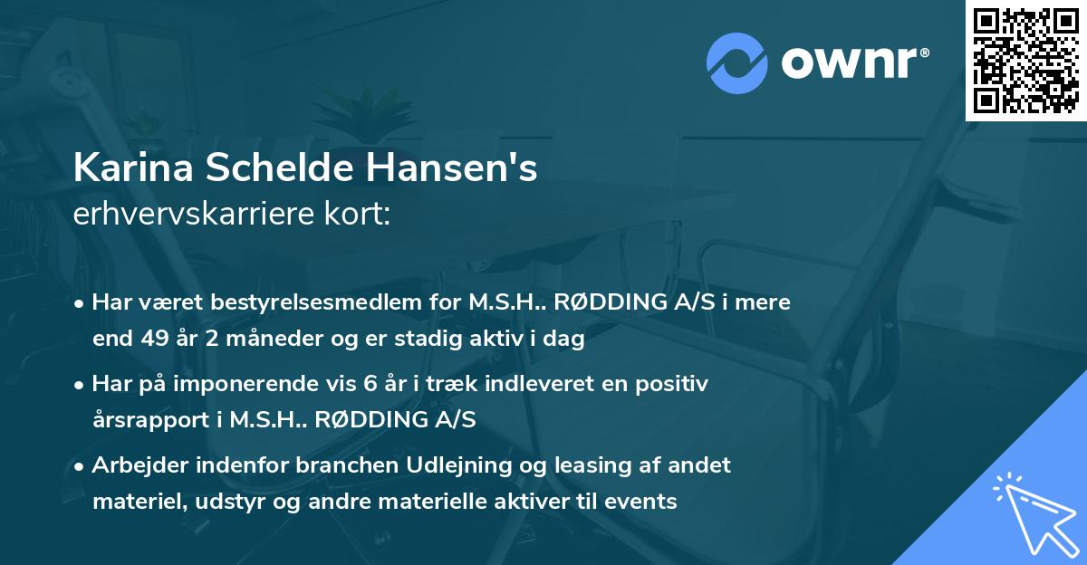 Karina Schelde Hansen's erhvervskarriere kort