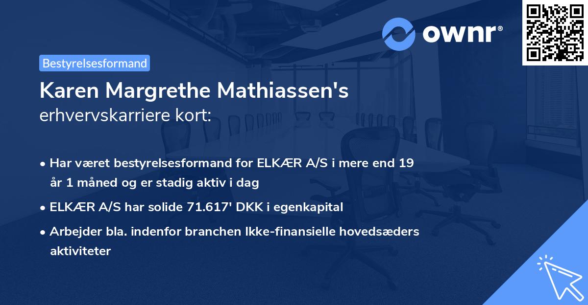 Karen Margrethe Mathiassen's erhvervskarriere kort