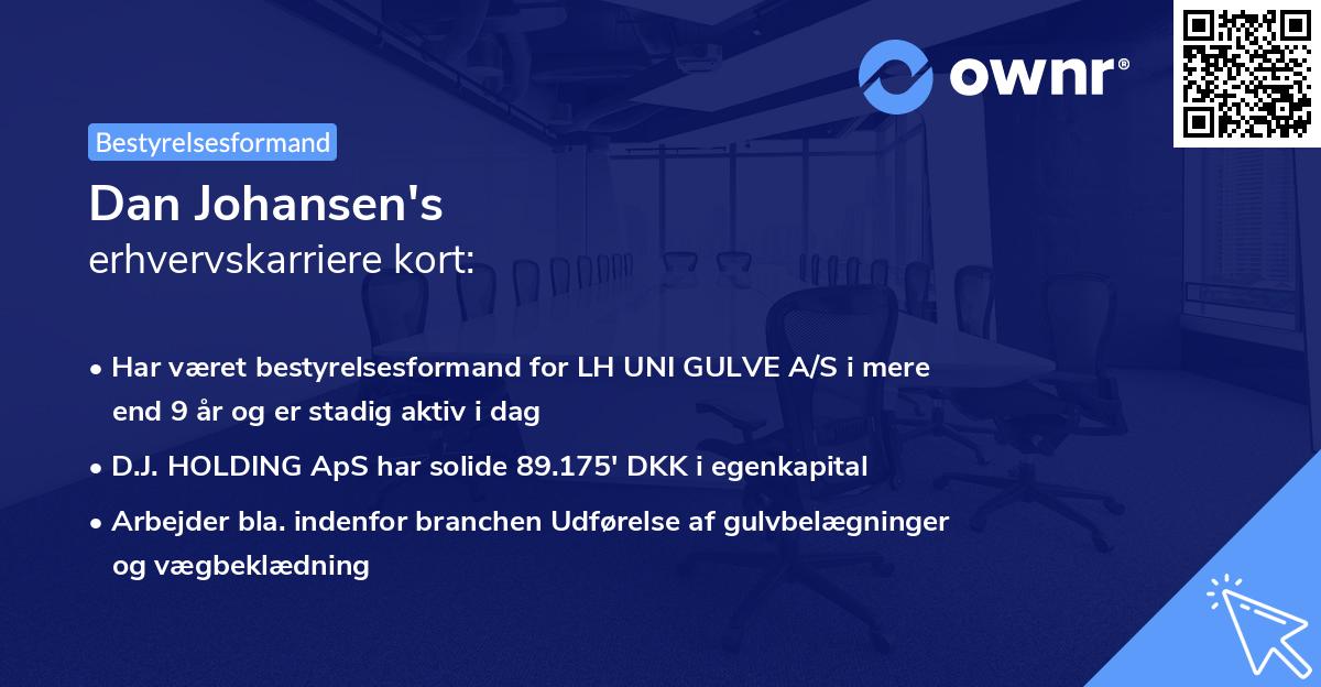 Dan Johansen's erhvervskarriere kort