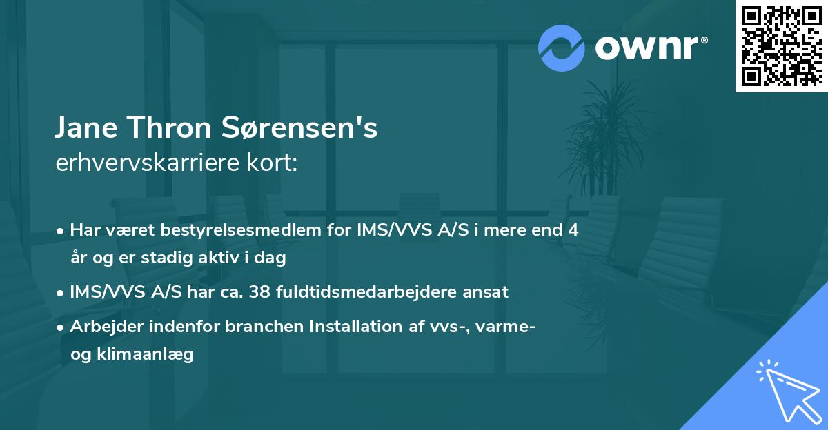 Jane Thron Sørensen's erhvervskarriere kort