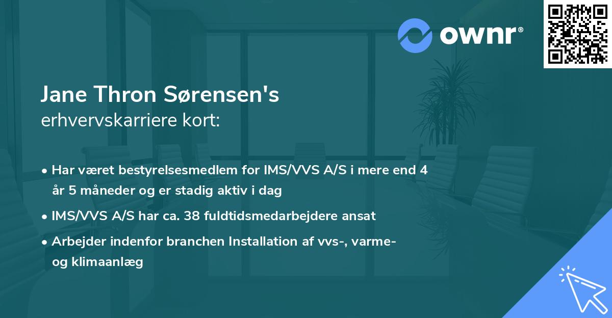 Jane Thron Sørensen's erhvervskarriere kort