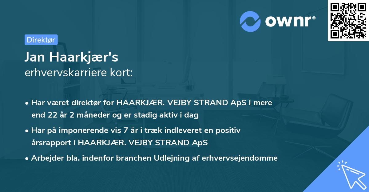 Jan Haarkjær's erhvervskarriere kort