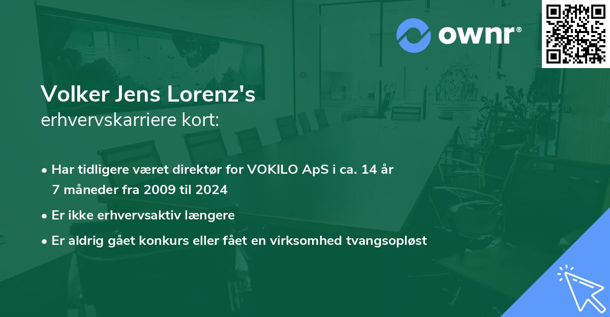 Volker Jens Lorenz's erhvervskarriere kort