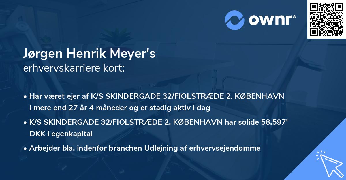 Jørgen Henrik Meyer's erhvervskarriere kort