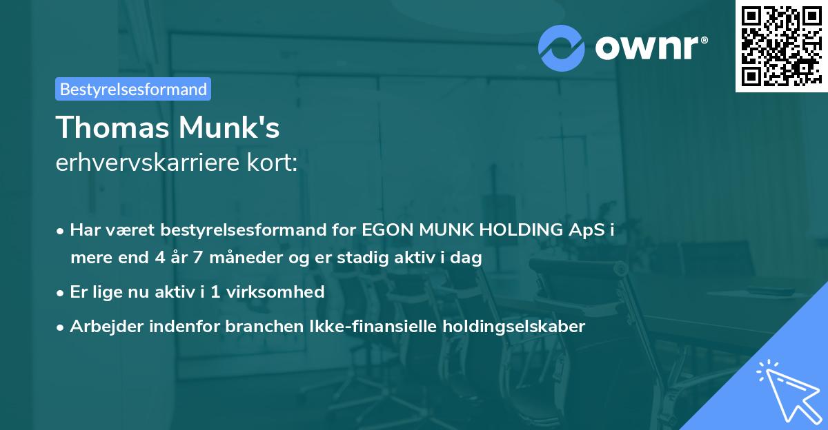 Thomas Munk's erhvervskarriere kort