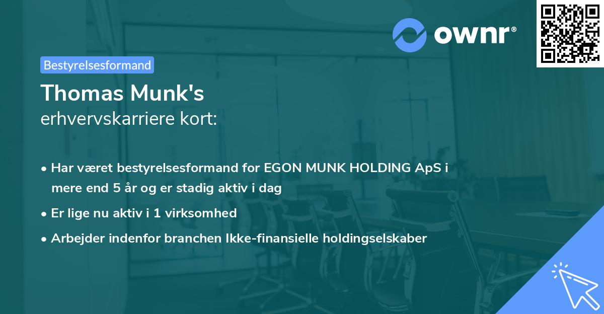 Thomas Munk's erhvervskarriere kort