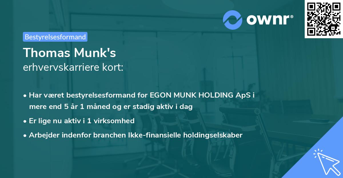 Thomas Munk's erhvervskarriere kort