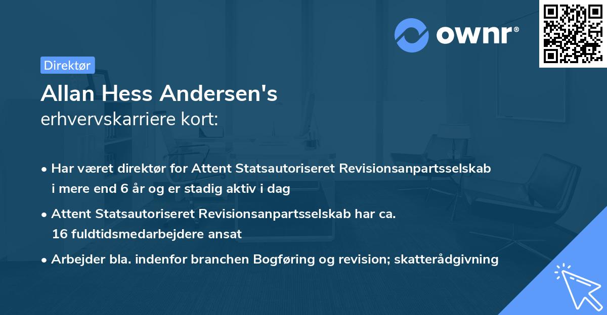 Allan Hess Andersen's erhvervskarriere kort