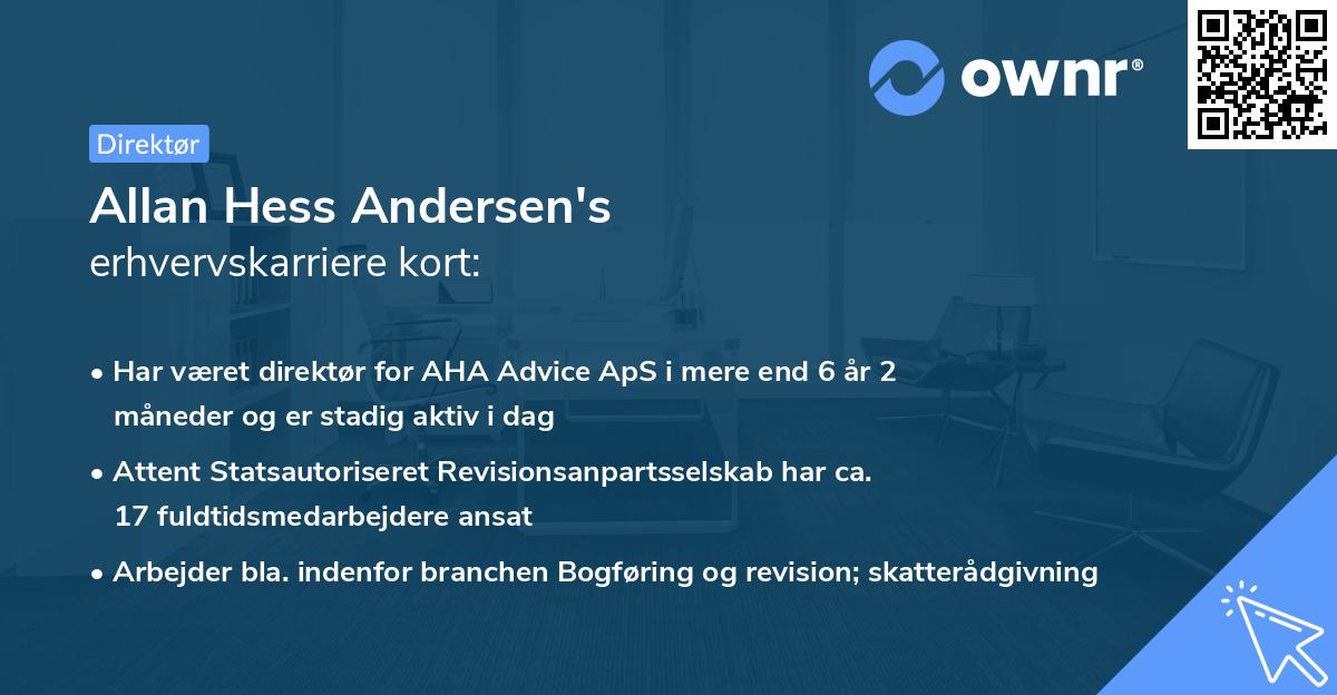 Allan Hess Andersen's erhvervskarriere kort