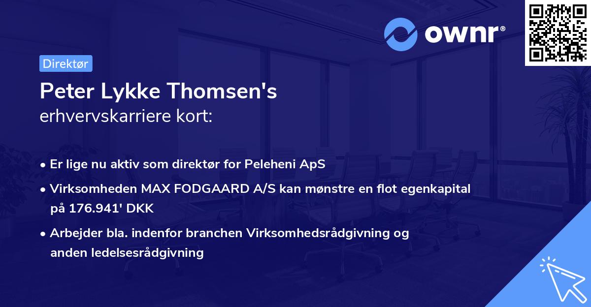 Peter Lykke Thomsen's erhvervskarriere kort