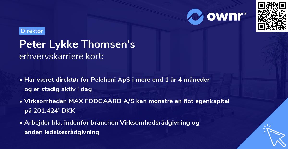 Peter Lykke Thomsen's erhvervskarriere kort