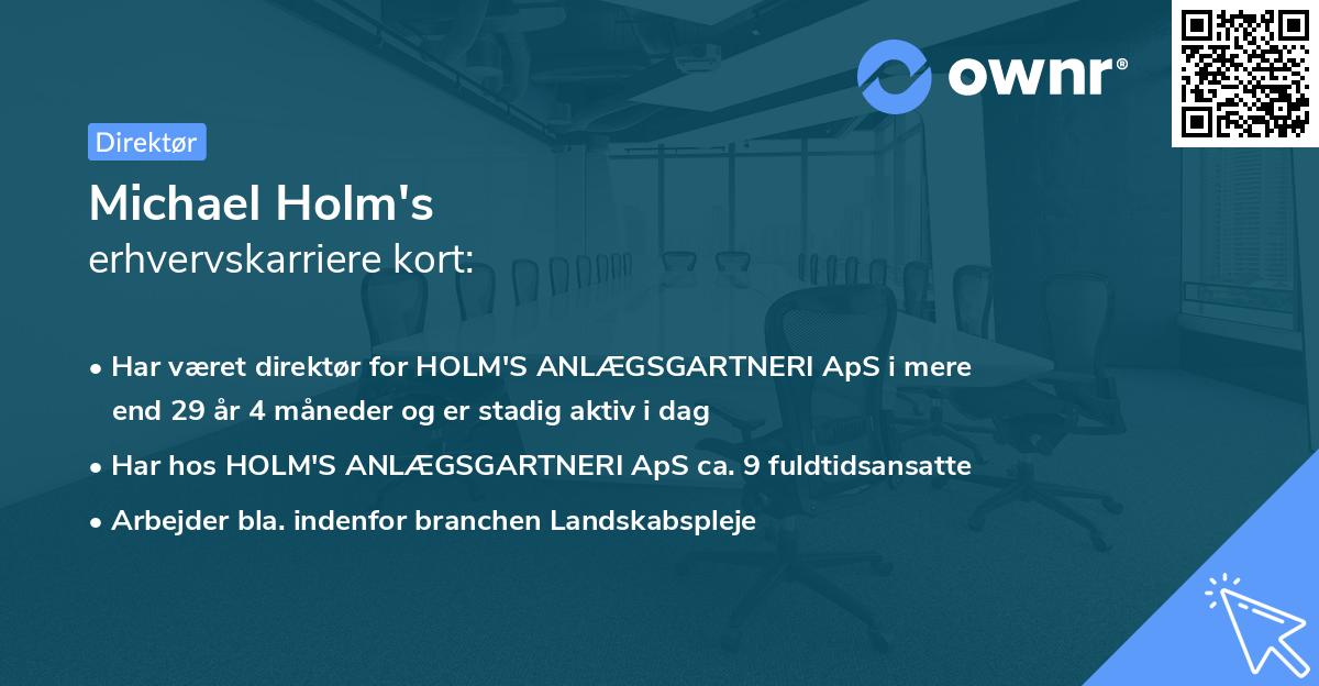 Michael Holm's erhvervskarriere kort