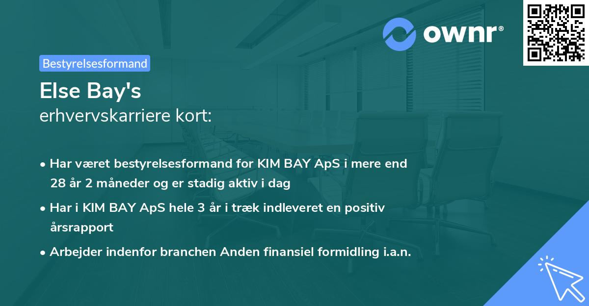 Else Bay's erhvervskarriere kort