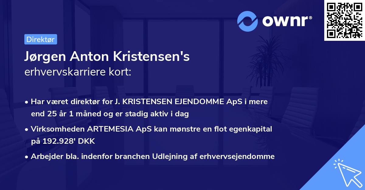 Jørgen Anton Kristensen's erhvervskarriere kort