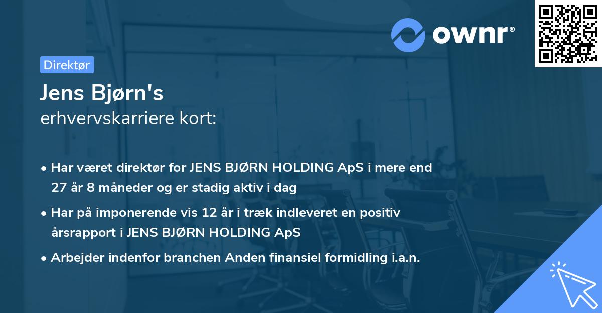 Jens Bjørn's erhvervskarriere kort