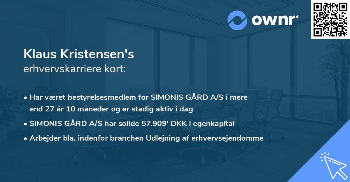 Klaus Kristensen's erhvervskarriere kort