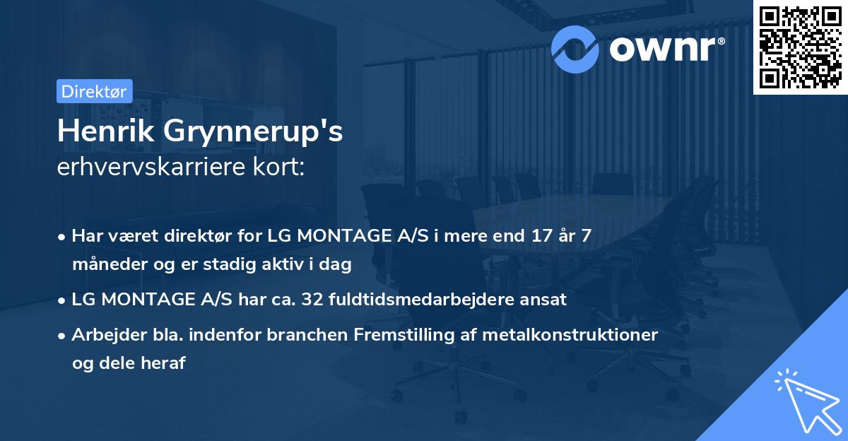 Henrik Grynnerup's erhvervskarriere kort