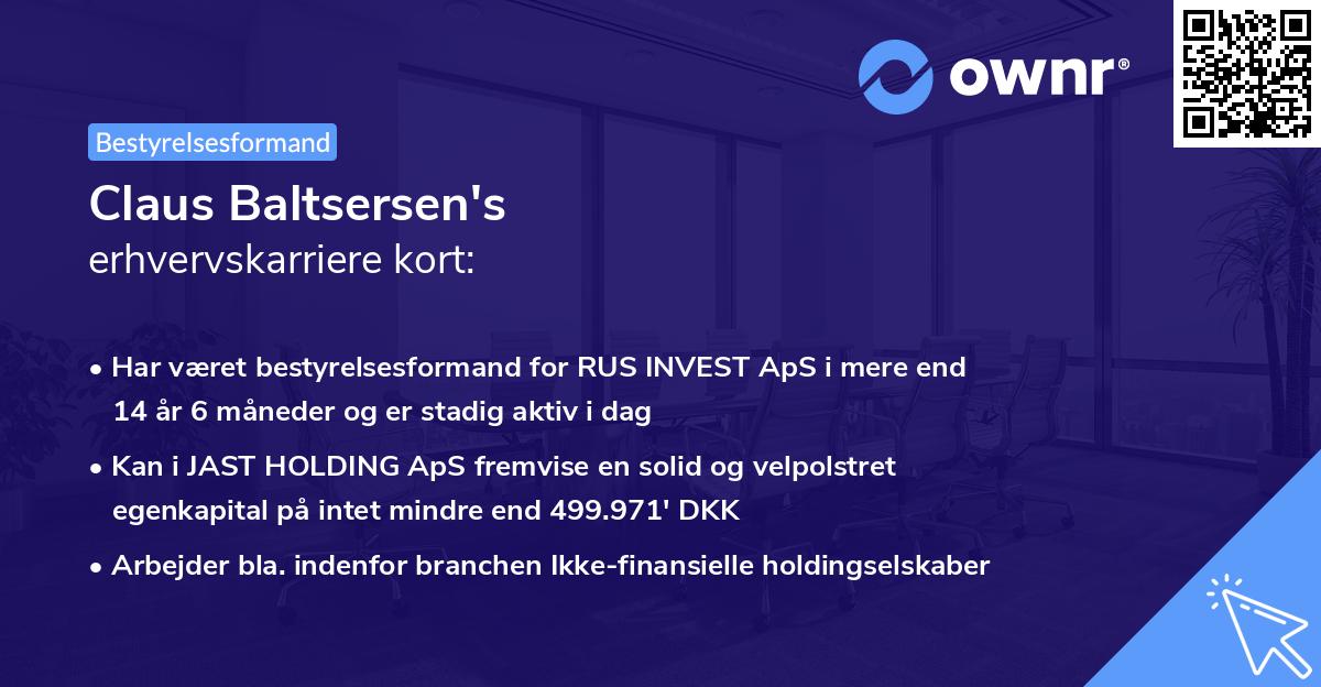 Claus Baltsersen's erhvervskarriere kort