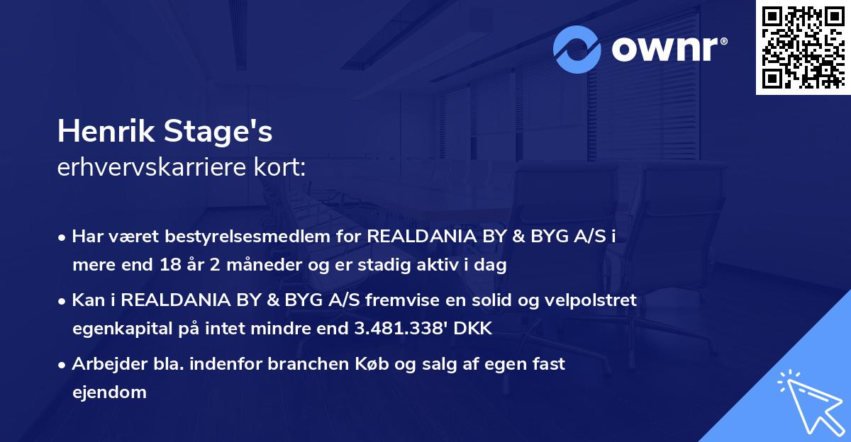 Henrik Stage's erhvervskarriere kort