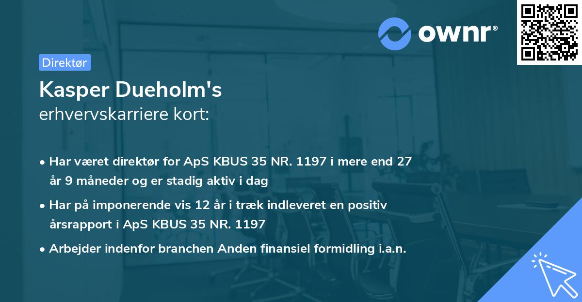 Kasper Dueholm's erhvervskarriere kort