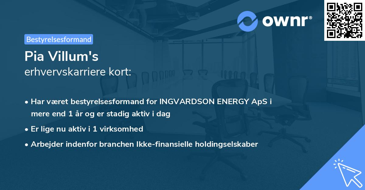 Pia Villum's erhvervskarriere kort