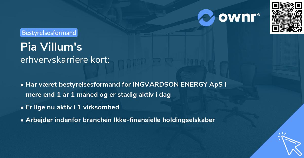 Pia Villum's erhvervskarriere kort