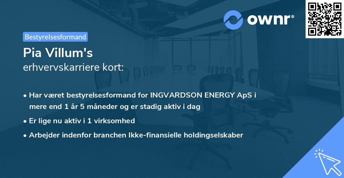Pia Villum's erhvervskarriere kort
