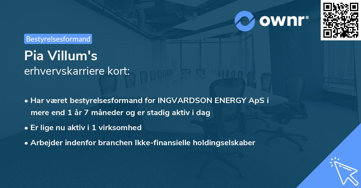 Pia Villum's erhvervskarriere kort
