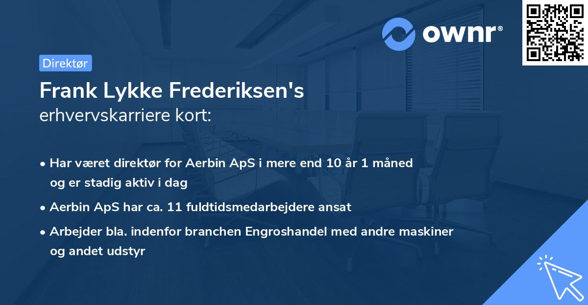 Frank Lykke Frederiksen's erhvervskarriere kort