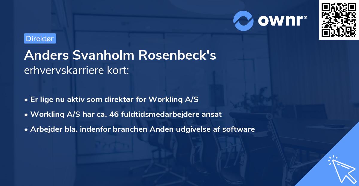 Anders Svanholm Rosenbeck's erhvervskarriere kort