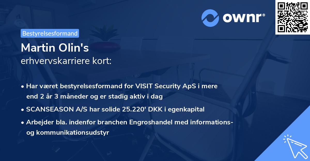 Martin Olin's erhvervskarriere kort