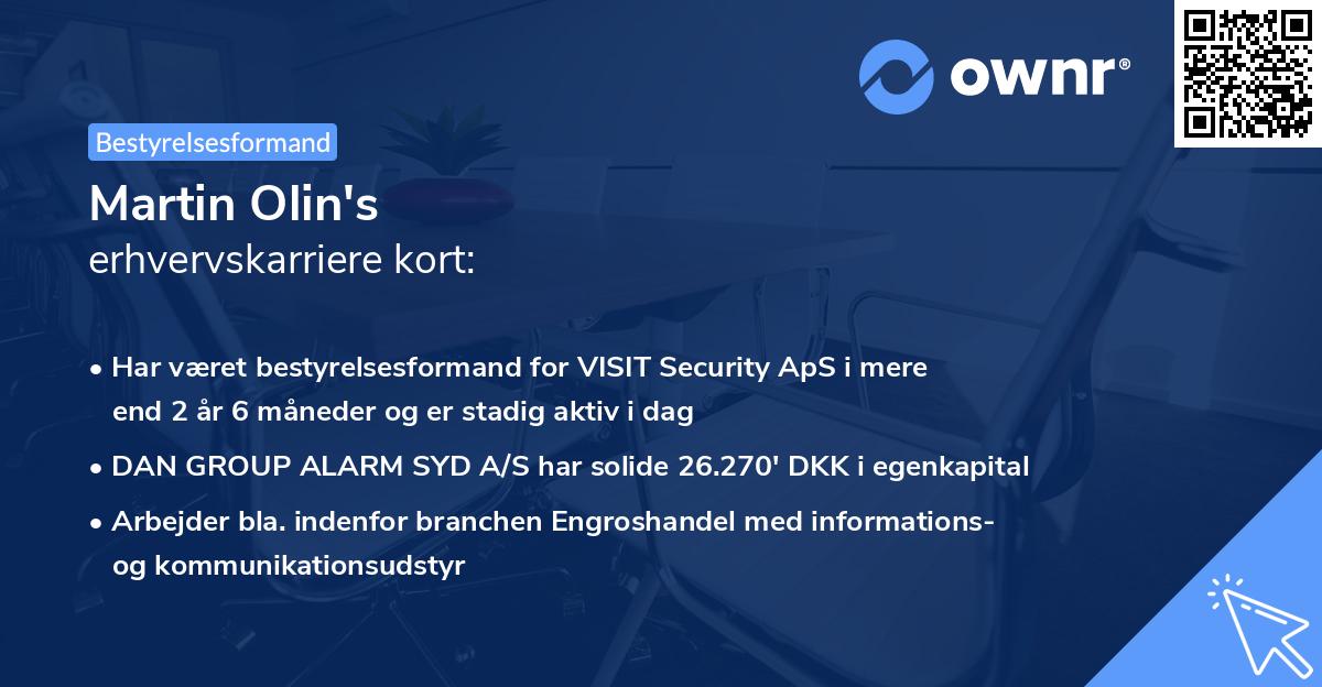 Martin Olin's erhvervskarriere kort