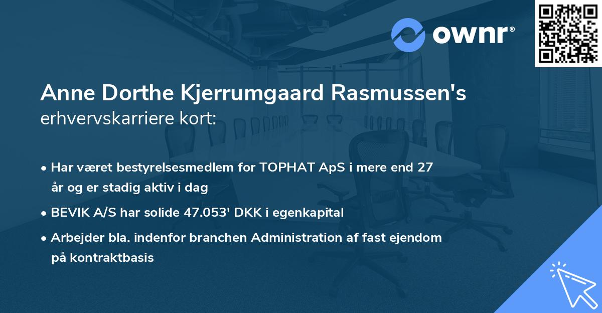 Anne Dorthe Kjerrumgaard Rasmussen's erhvervskarriere kort