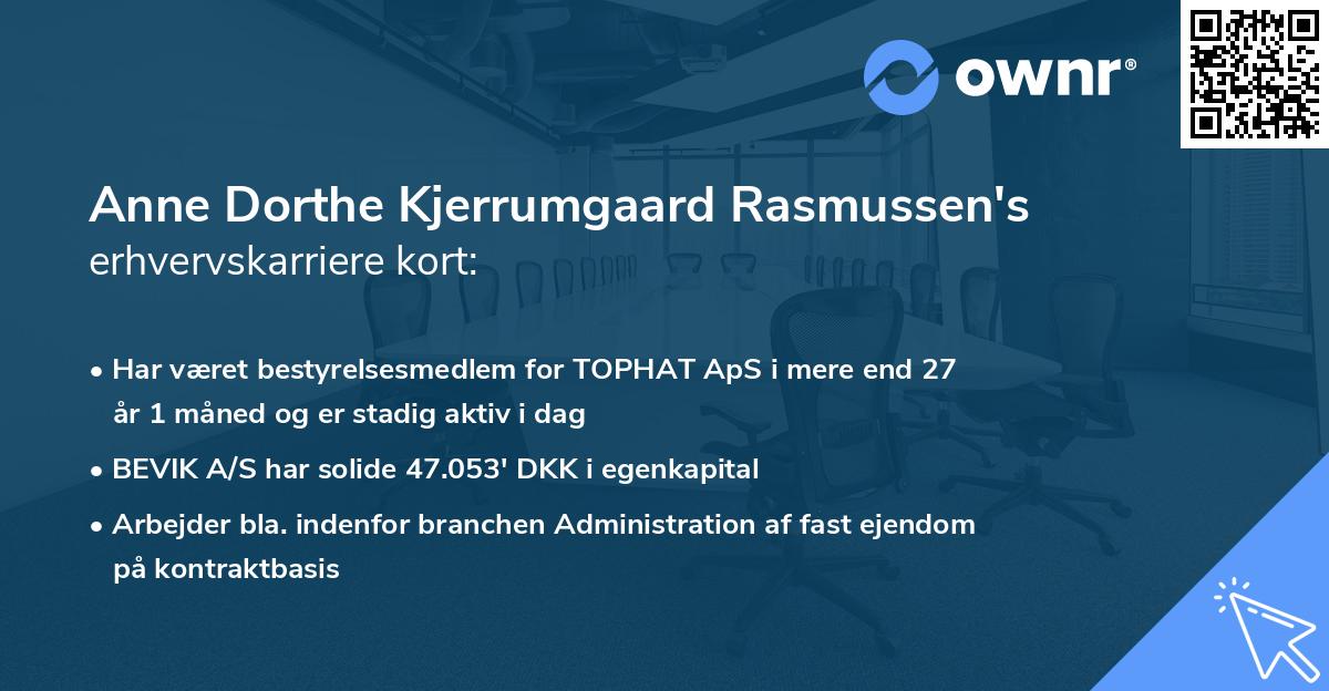 Anne Dorthe Kjerrumgaard Rasmussen's erhvervskarriere kort