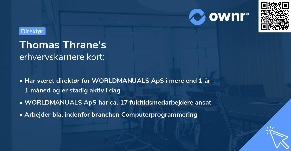 Thomas Thrane's erhvervskarriere kort